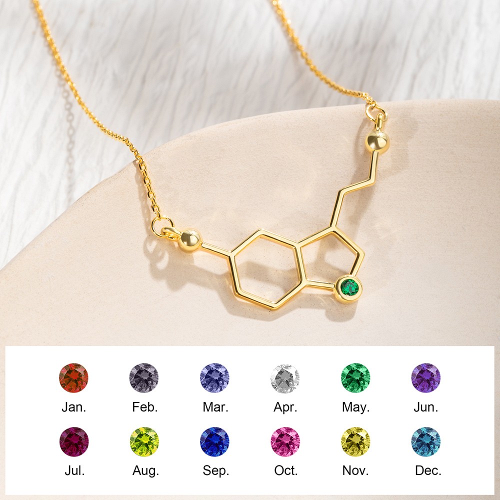 happiness serotonin molecule necklace