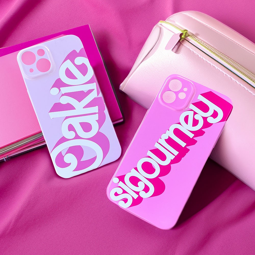 Roze pop lettertype telefoonhoesje