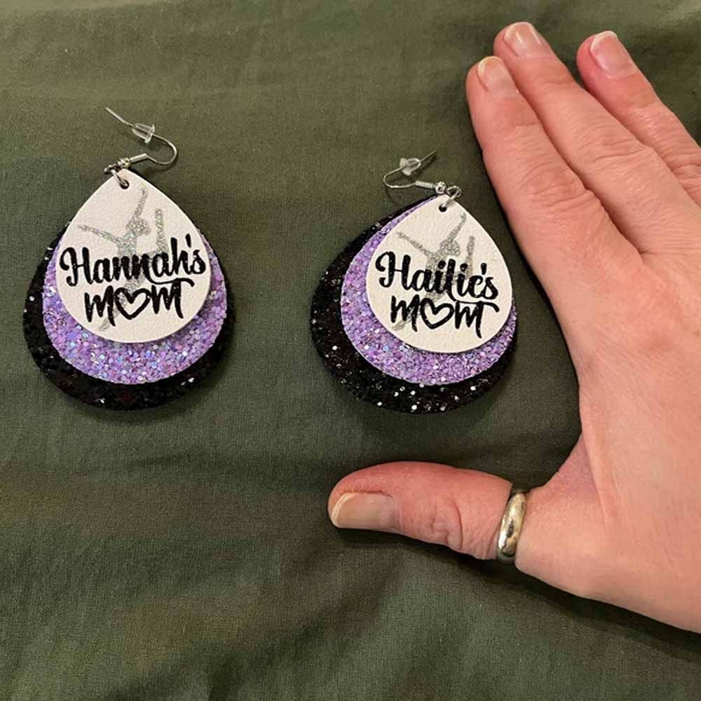 Custom Name Triple Layer Dance Mom Earrings, Personalized Women's