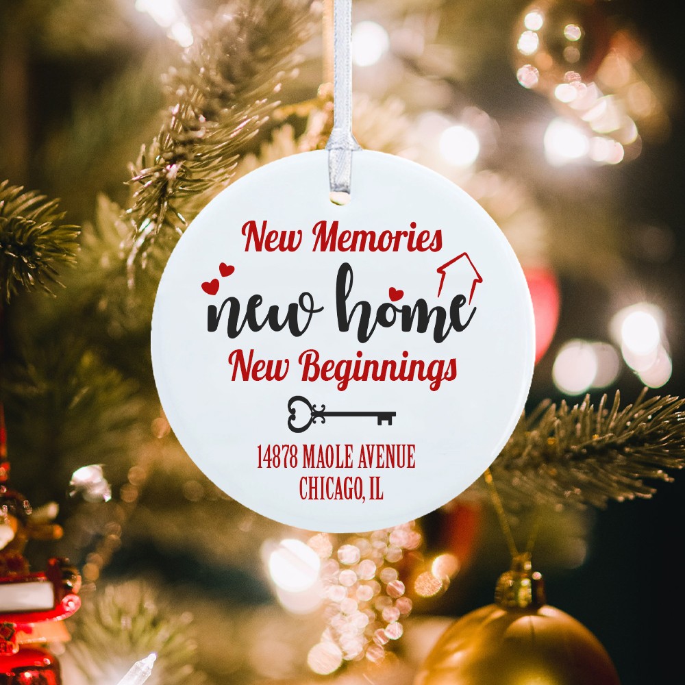 Personalisierte neue Erinnerungen, neues Zuhause-Ornament, personalisiertes Familienfoto-Ornament, Weihnachtsdekoration, Weihnachtsgeschenke, Einweihungsgeschenke, Geschenke für die Familie