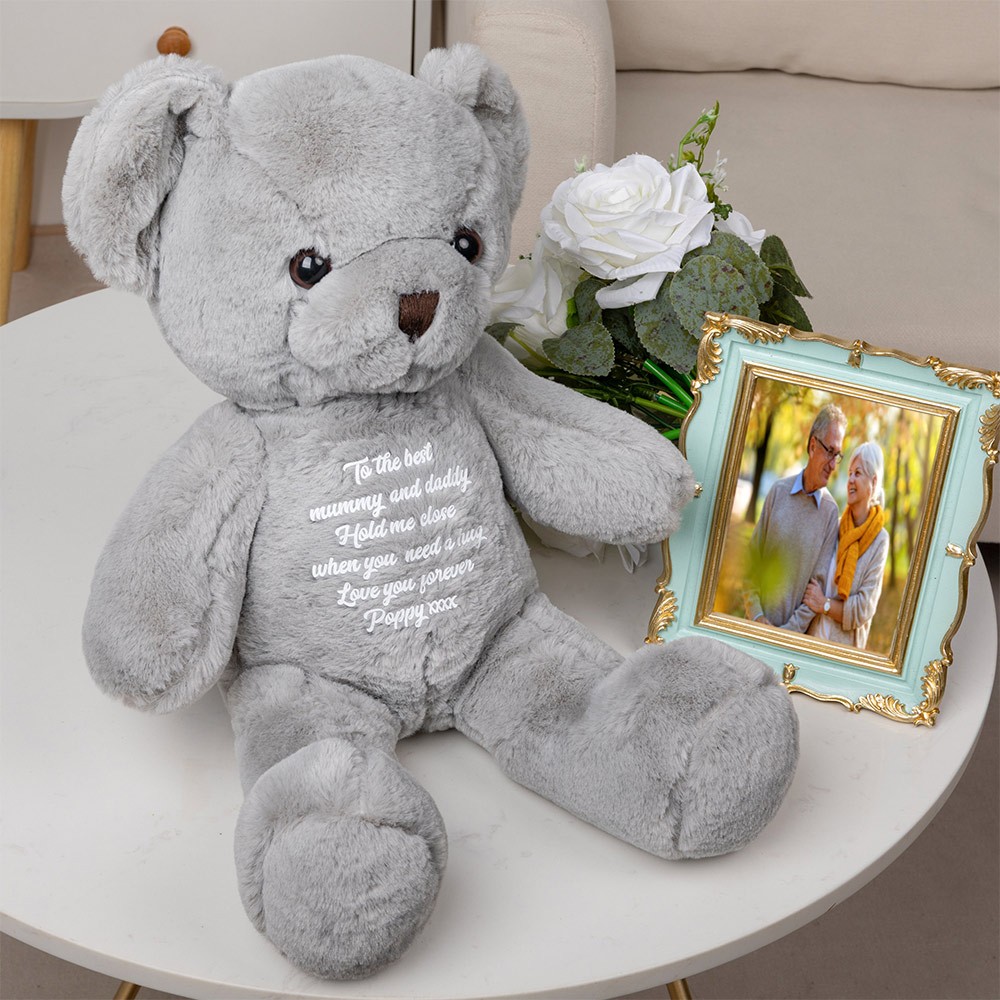 Personalized Memory Bear with Ashes Stuffed Heart, Ashes Keepsake, Custom Message Animal Bear, Memorial Gift, Gift for Family/Friends/Lovers