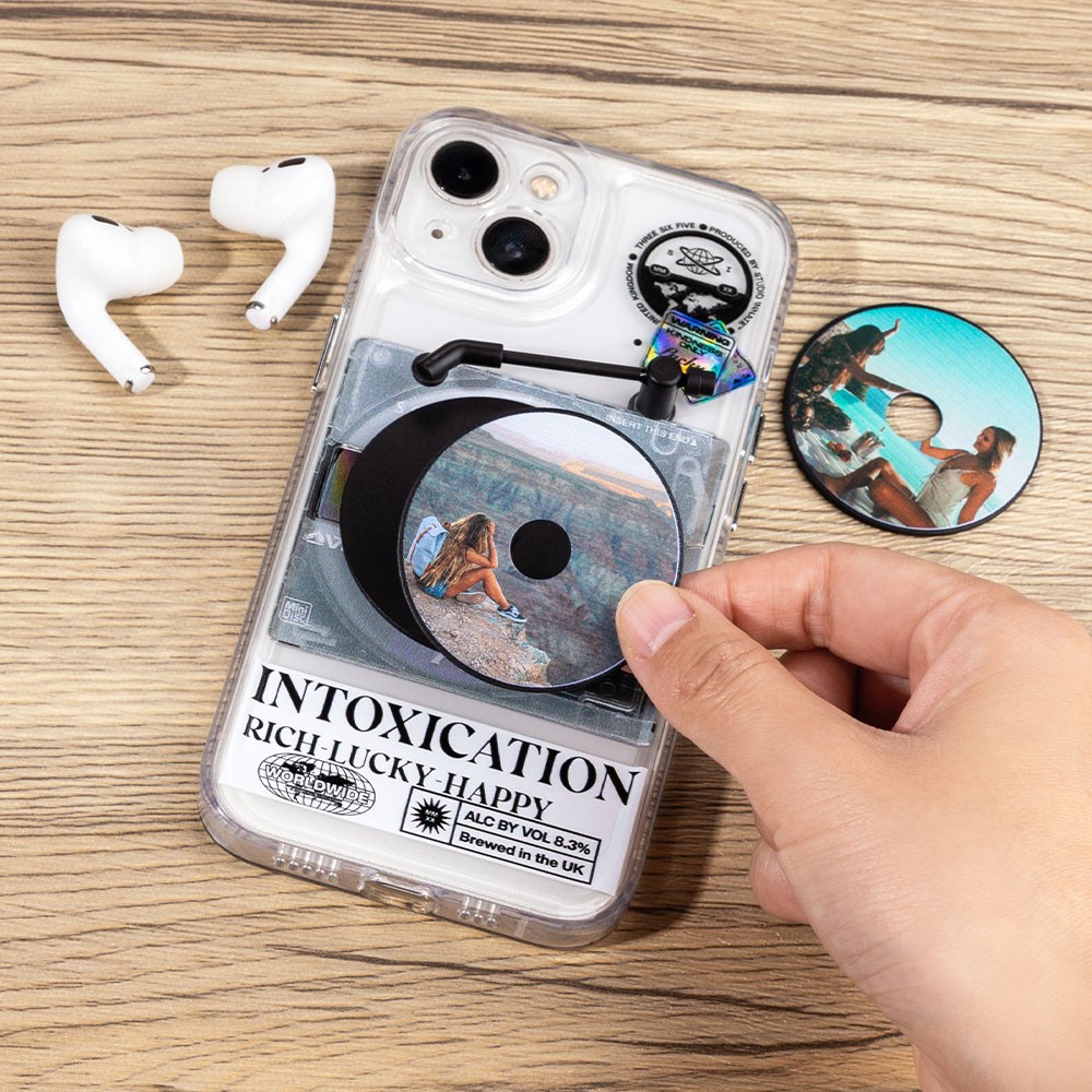 Personalized Vinyl Record Phone Case with 2 CD Disks, Creative Discs can be Replaced with CD Discs, Disc Phonograph Phone Case, Suitable for IPHONE
