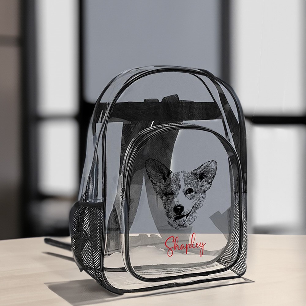 Sac transparent personnalisé avec nom de chien