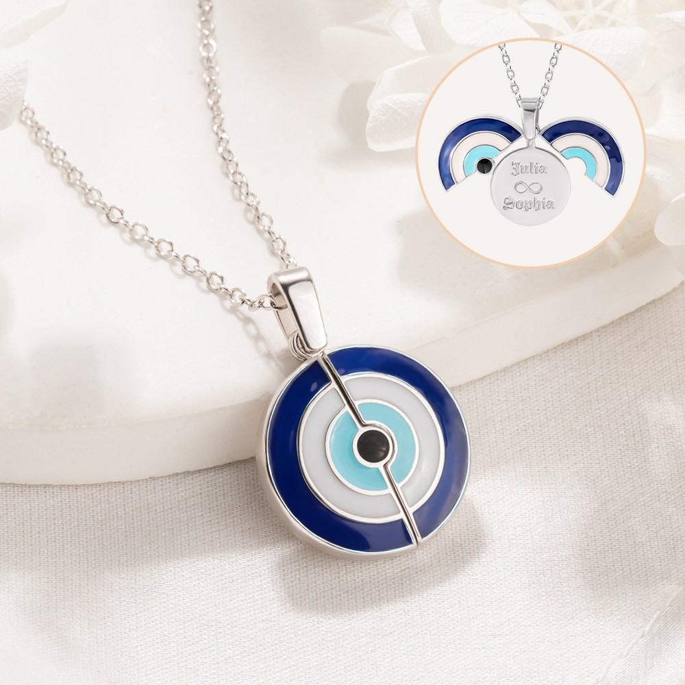 Collana Del Malocchio 2024 Per Donna: Lunga Con Lacrima Blu E Zircone, Portafortuna In Acciaio Inox, Regalo Con Confezione
