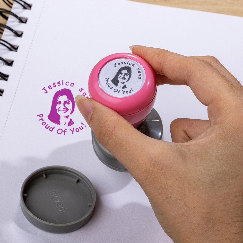 Custom Teacher Stamp for Classroom, Logo Stamps for Homework Grading, Face Portrait Stamp, Thumbs Up Stamp Self-Inking, Personalized Teacher Gifts