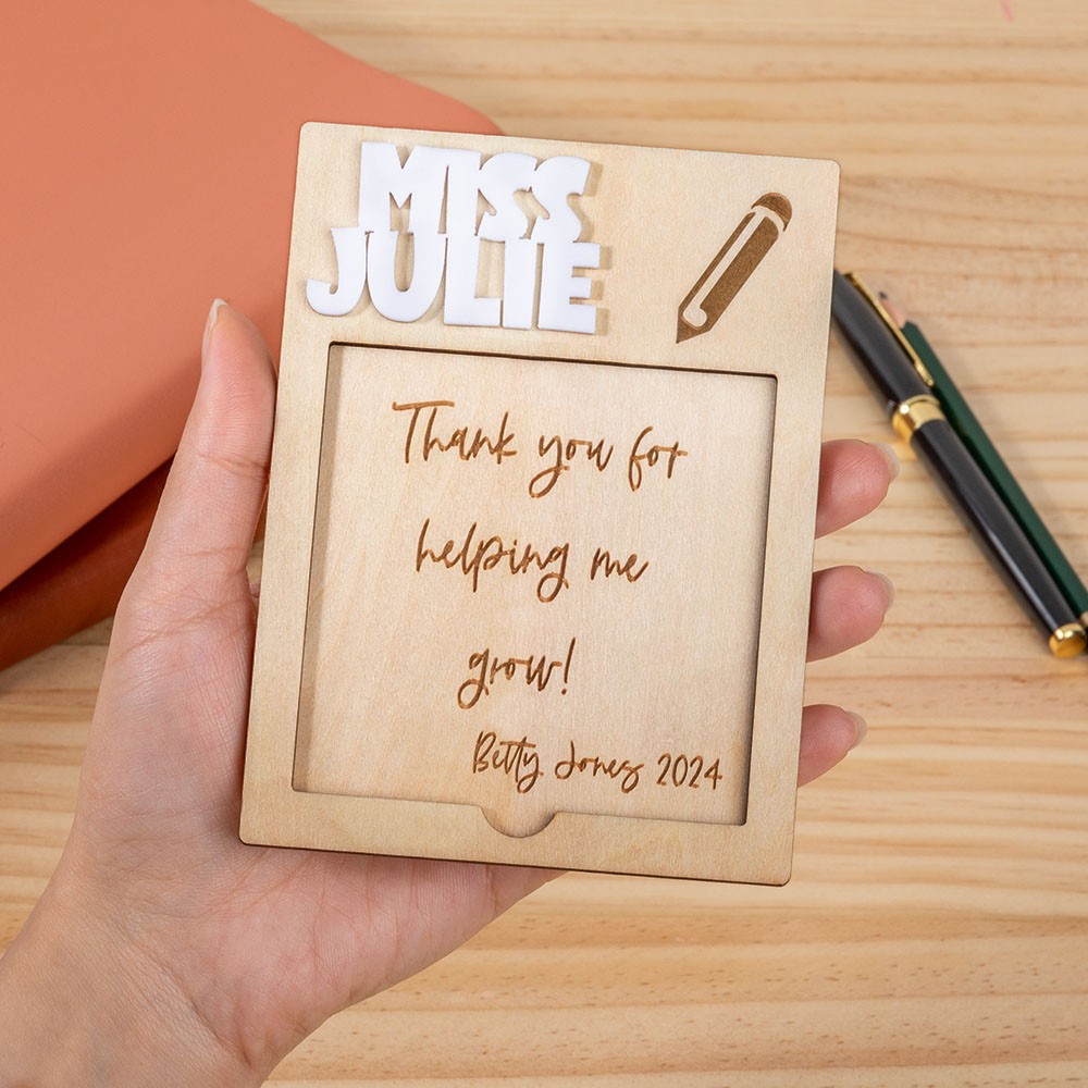 Personalized Sticky Note Holder for School Desk, Teacher Appreciation Gifts, Custom Post It Notes Holder, Best Teacher Gifts, End of the Year Gift