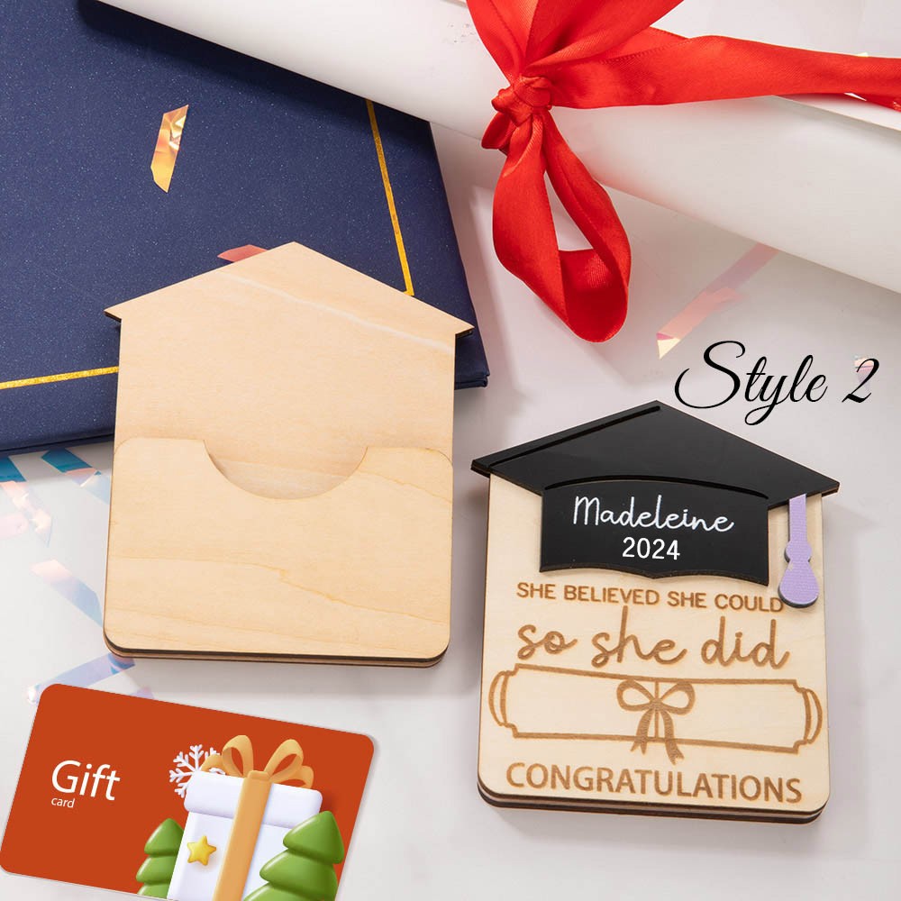 Personalized Graduation Gift Card Holder, Graduation Quotes, 2024 Graduation Money Holder, Wooden Card Box, Graduation Gift for Graduates/Daughter/Son