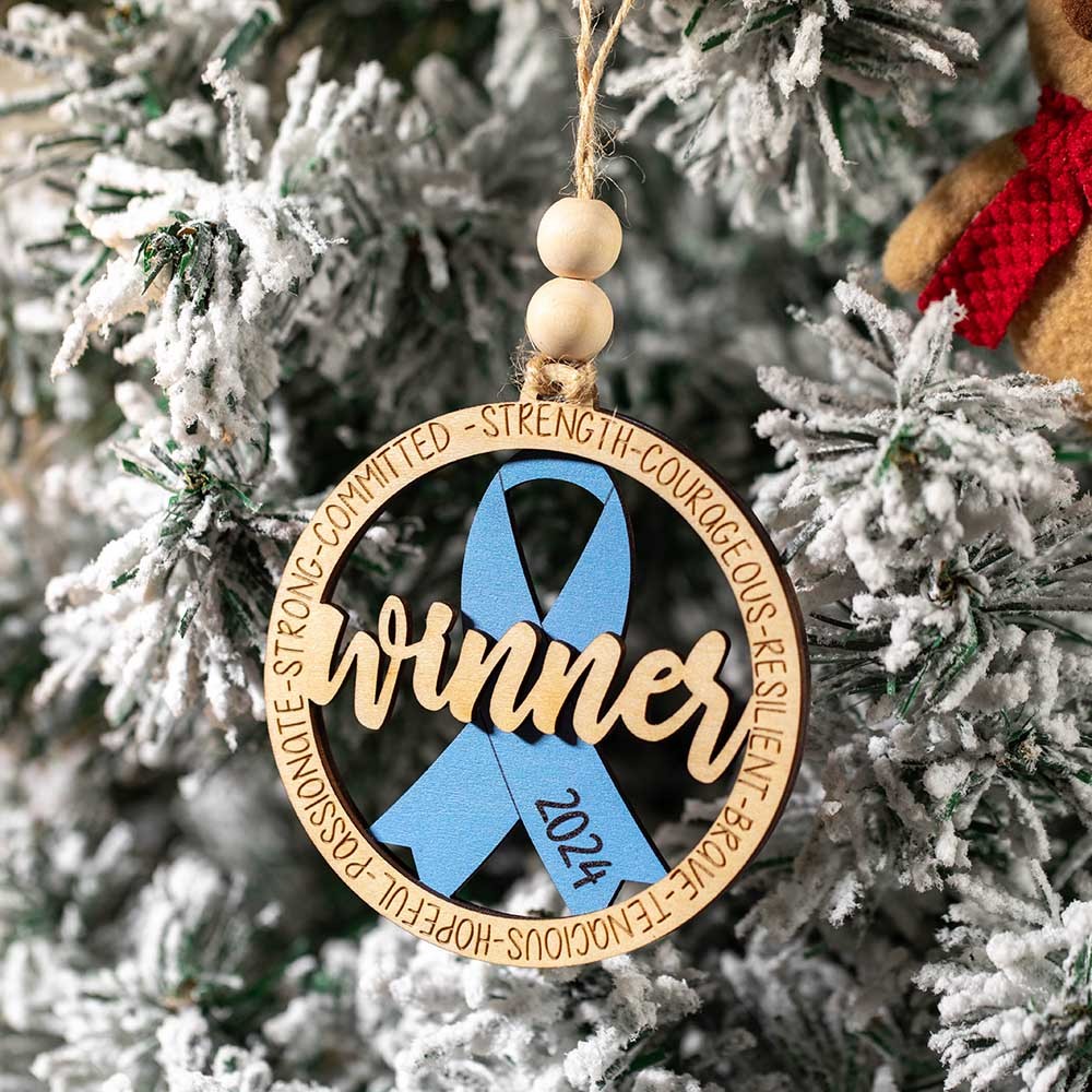 Cancer Awareness Ornaments, Cancer Fighter/Hope/Survivor Ornament, Breast/Pancreatic Cancer Bulk Items, Pink Ribbon Wooden Christmas Tree Decorations
