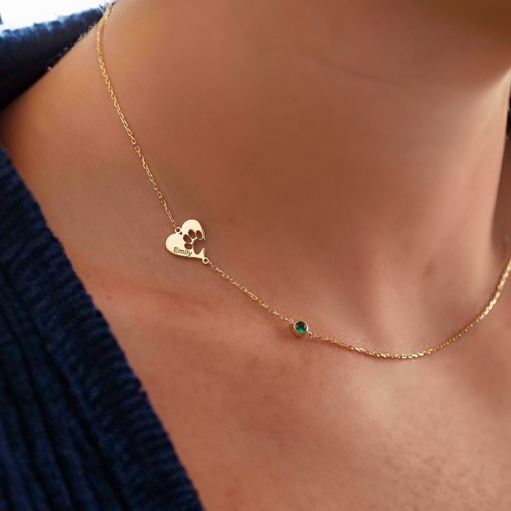 Heart Inside Paw Necklace