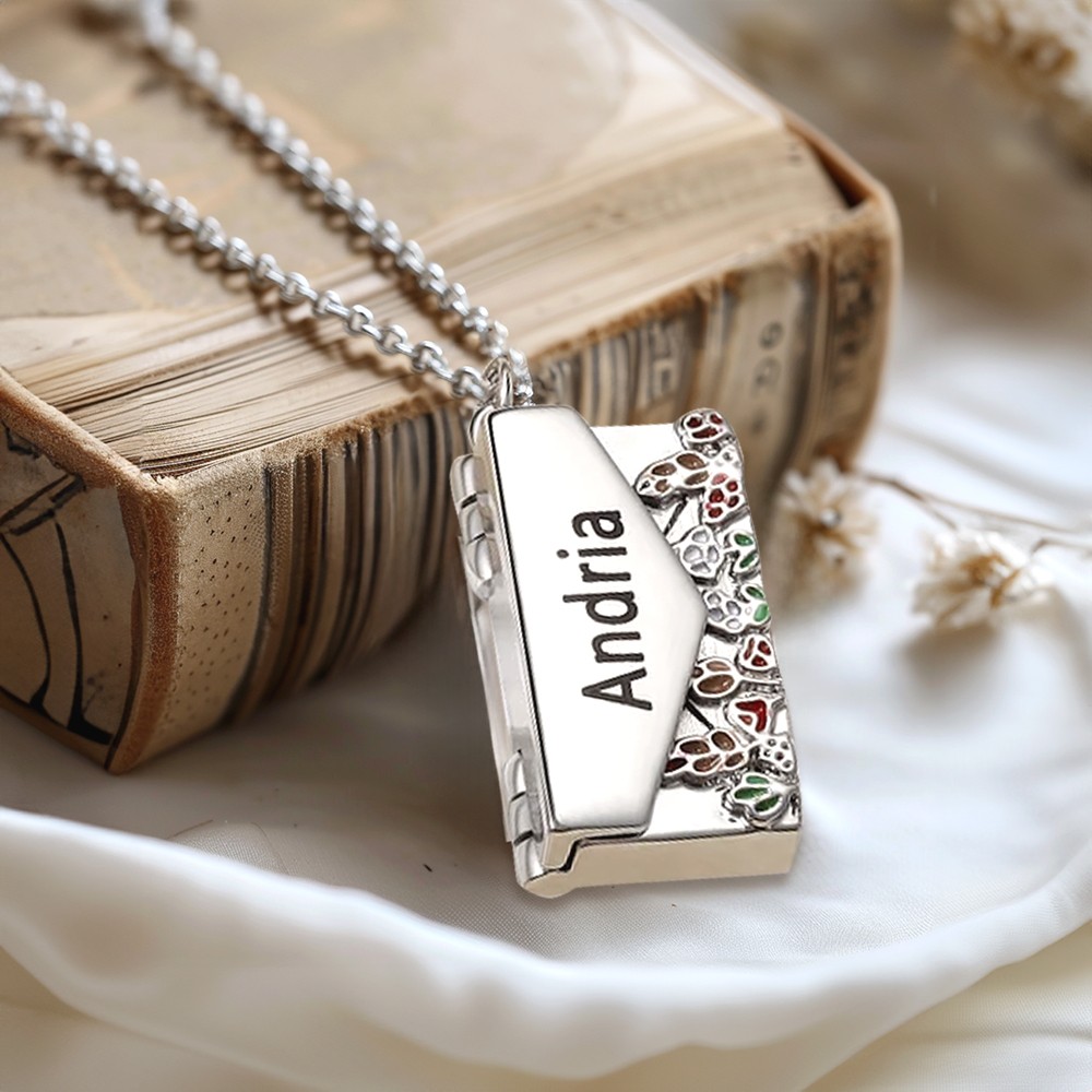 envelope necklace with a message