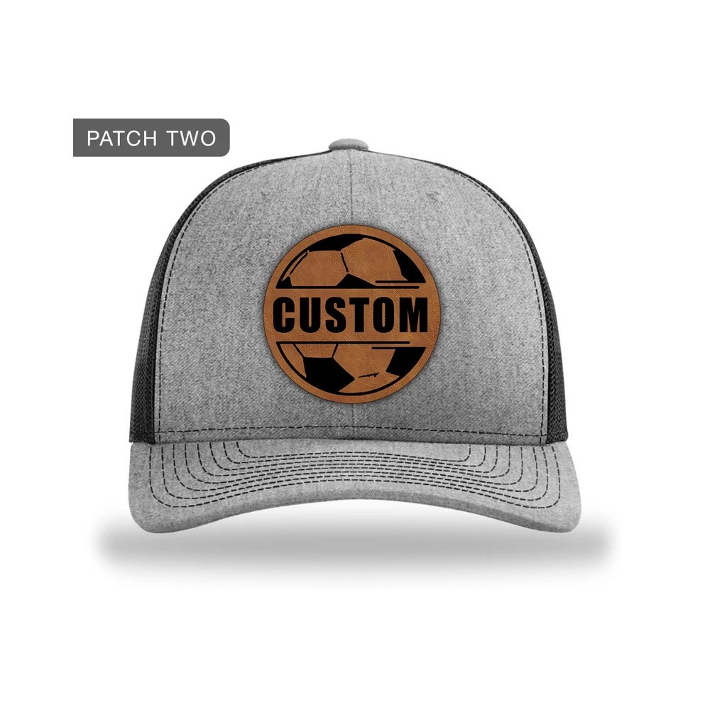 Custom Name Team Soccer Hat, Unique Design Leather Patch Cap, Gift for Ball Lover, Gift for Him