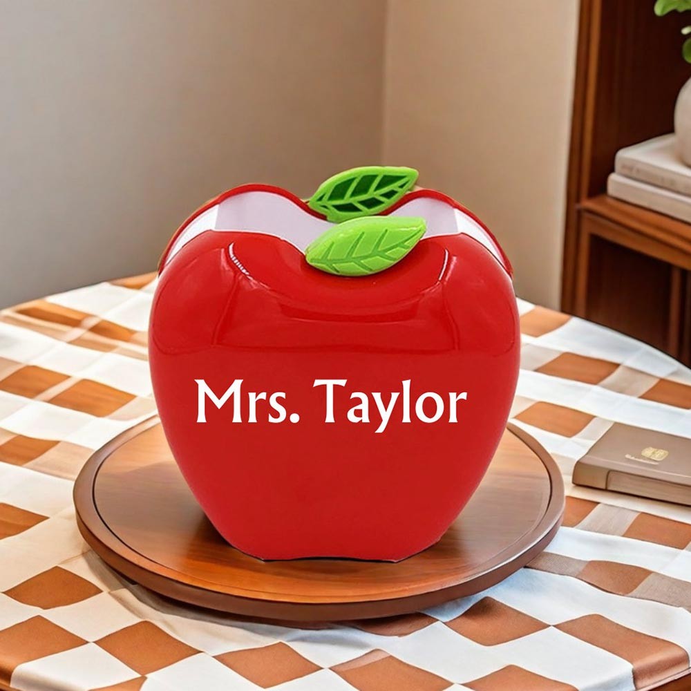 Custom Name Teachers Apple Pen Holder, Desk Organizer, Appreciation Gift for Teacher, Classroom Decor