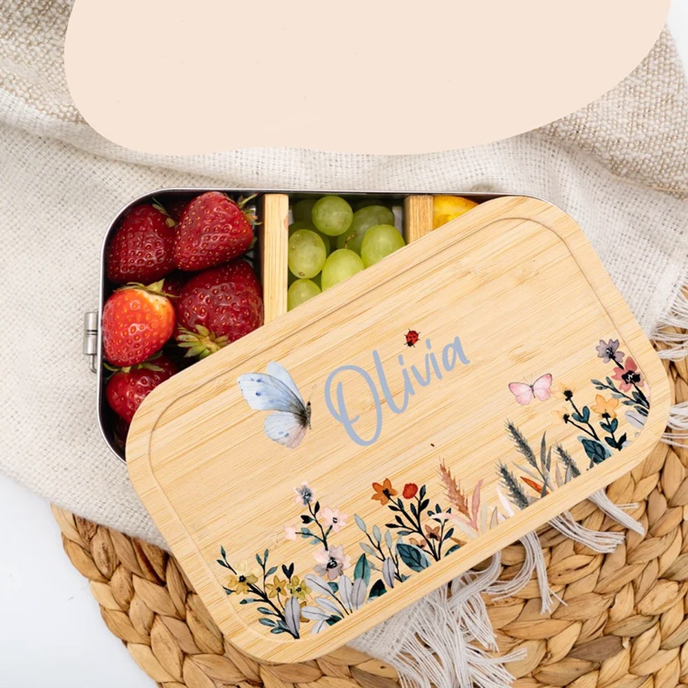 Personalized Lunch Box for Children, Stainless Steel Lunch Box with Name, Snack Box for Kids, Ideal for Kindergarten & School