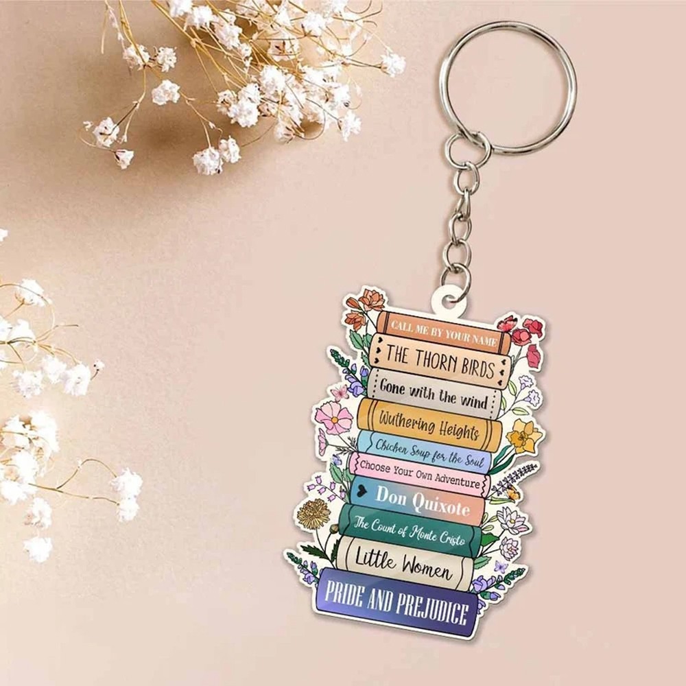 Personalized Favorite Books Acrylic Keychain, Custom Book Name Lover Gift, Gift for Reading Lover/Librarian, Bookish/Bookworm/Reader Gift