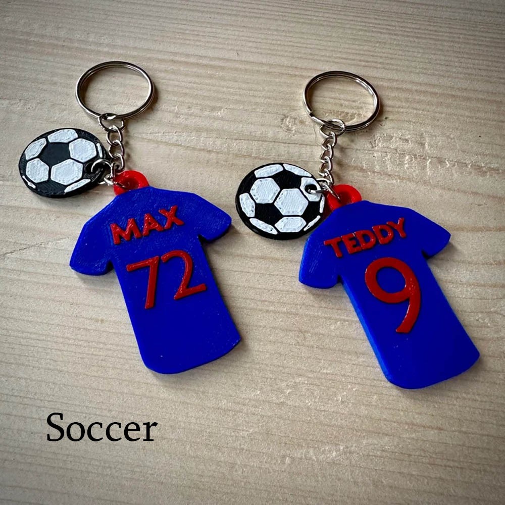 Personalized Name Number Ball Shirt Keychain, Custom Number 3D Printed Sports Shirt Keychain, Fun Gift for Ball Team, Gift for Sportsmen