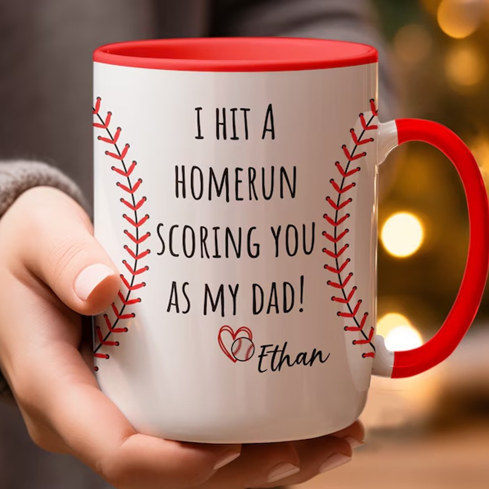 Custom Father's Day Baseball, Personalized Gift for Dad First Father's Day Gift, Custom Baseball Dad Mug, Gift for Dad