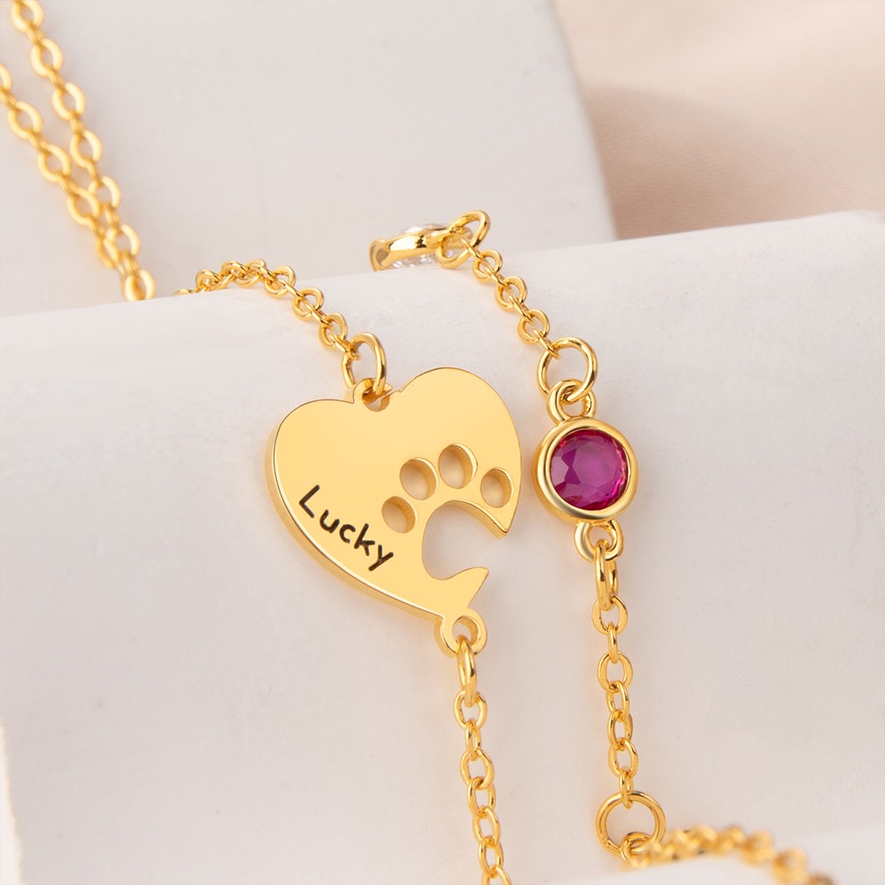 Heart Inside Paw Necklace