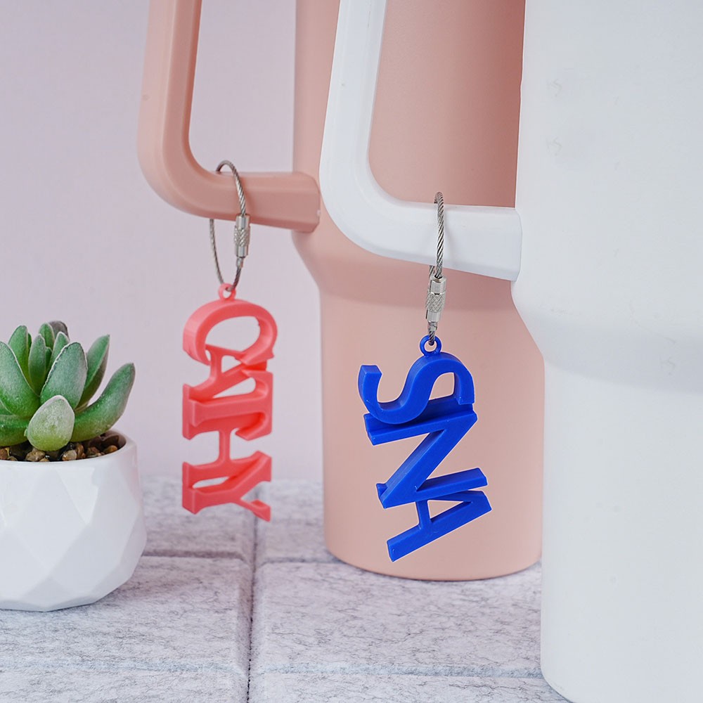 Custom Name Keychain, 3D Printed Charms for Handle, Bag & Cup Accessories, Water Bottle Charms, Personalized Tag Jewelry Charm