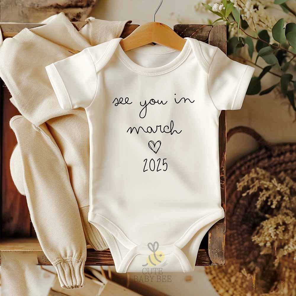 See You in March 2025 Baby Bodysuit, March Baby Announcement Clothes, Coming Soon Baby Onesie, New Baby Announcement Clothes