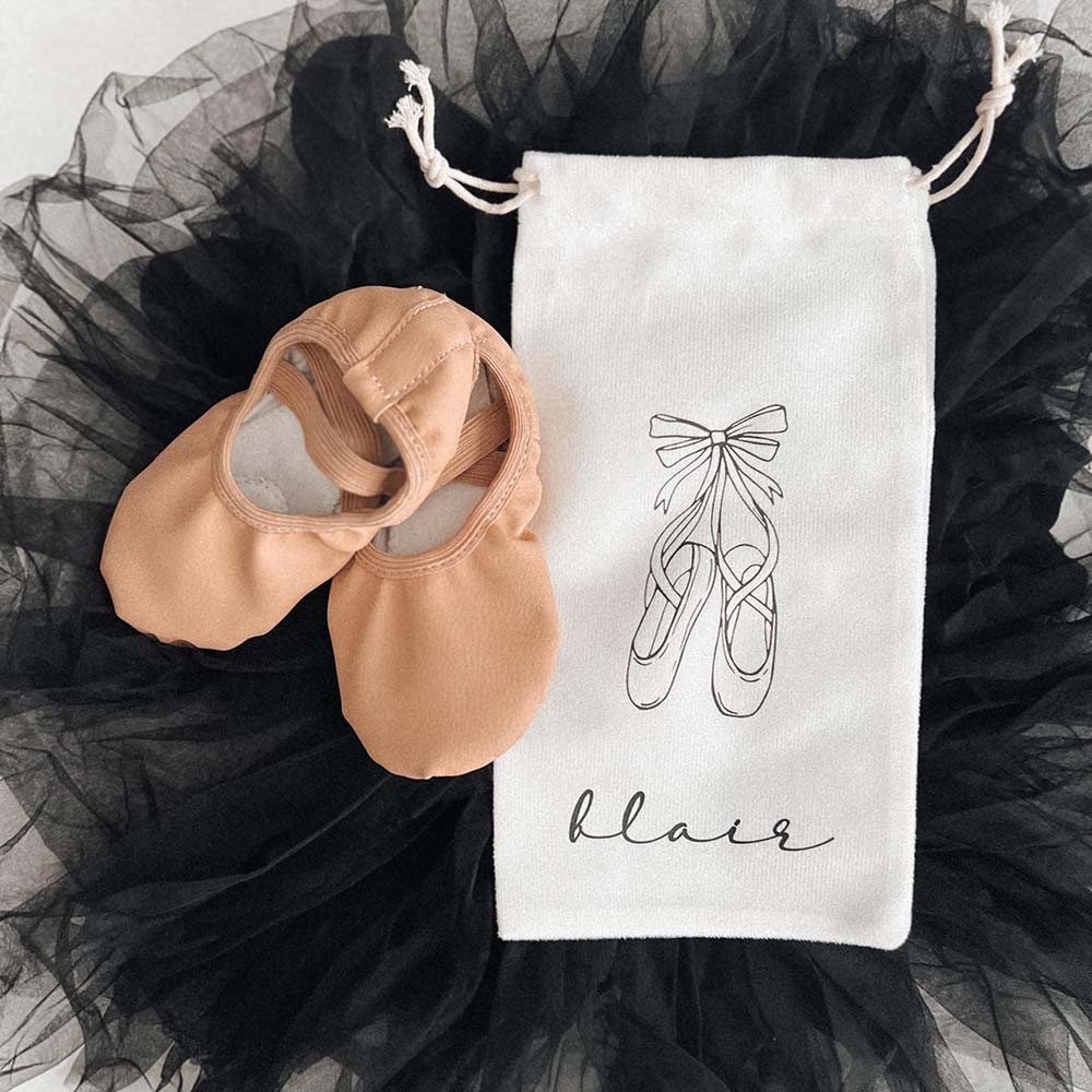Personalized Ballet Shoes & Shoe Bag Set, Custom Name Multicolor Ballet Slipper Shoe Pouch Bag, Children's Ballet, Gift for Ballet Dancers