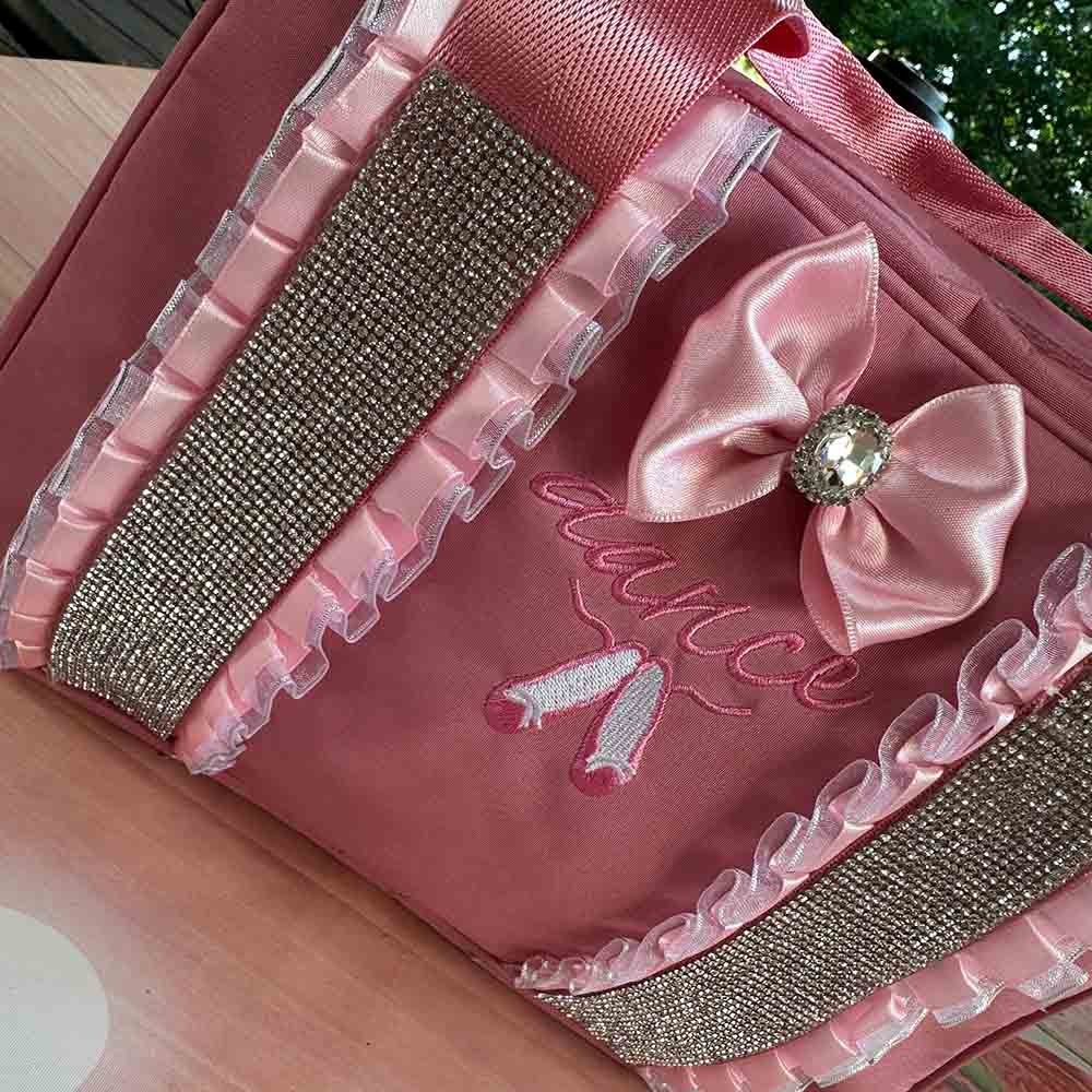Personalized Embroidered Name Dance Bag, Cute Bow Dance Storage Bag, Gift for Dancers