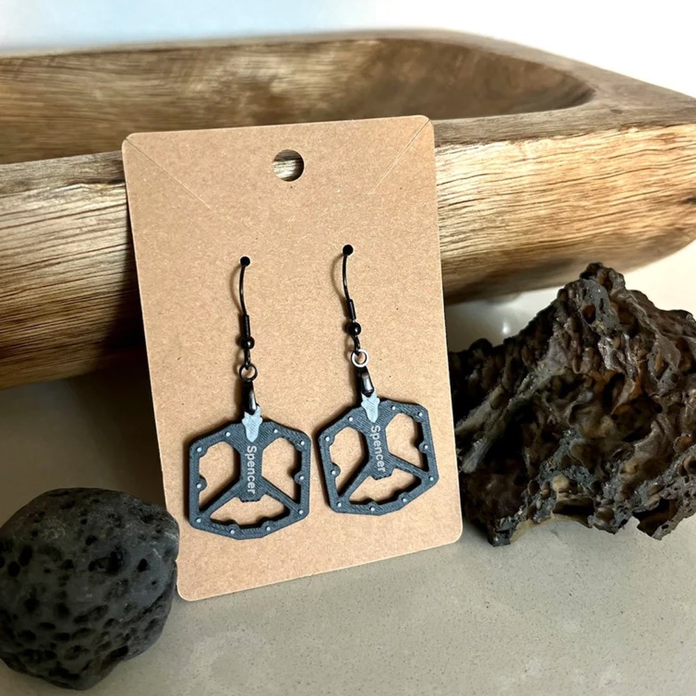 Personalized Name Mountain Bike Pedal Earrings, 3D Printed Sport Earrings, Bike Earrings, Mtb Team, Cycling Gift