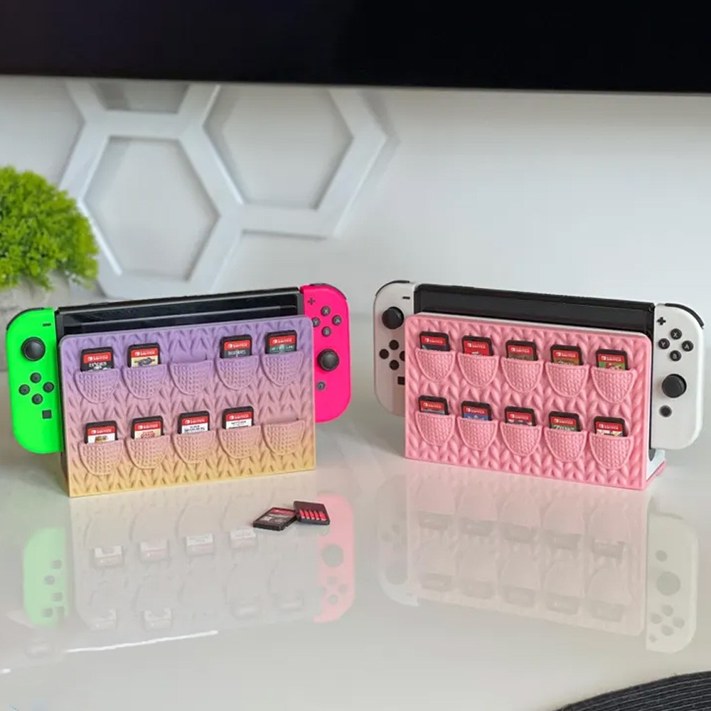 Personalized Name Crochet Faceplate and Cartridge Holder, Compatible with Nintendo Switch, Multiple Colors, Gift for Him/Her