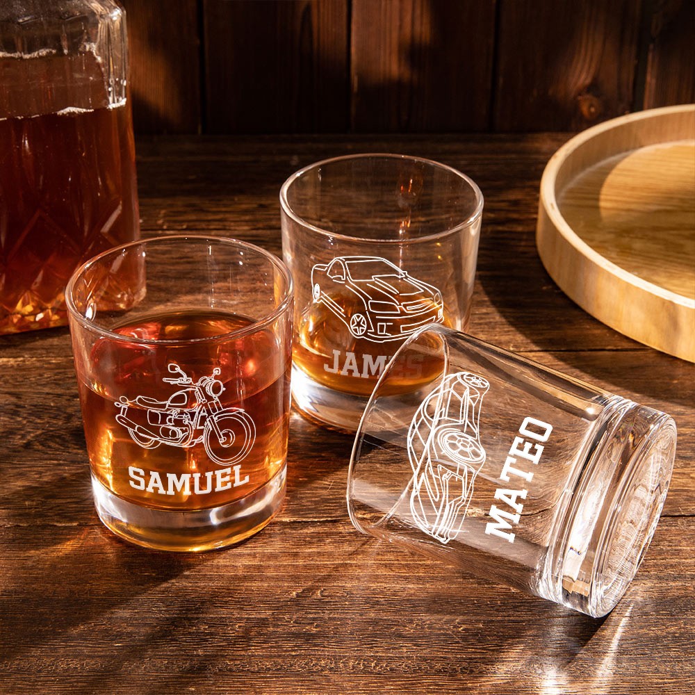 2 Verres à Whisky Personnalisés - 270ml - Gravure Laser - Cadeau Homme Anniversaire, Fête Des Pères - Lavable Lave-Vaisselle