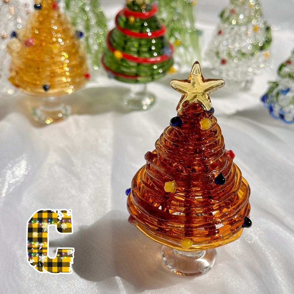 Handmade Glass Christmas Tree Statue, Green Glass Tree Decoration, Festive Christmas Tree, Christmas Sculpture Decoration, Christmas Gifts