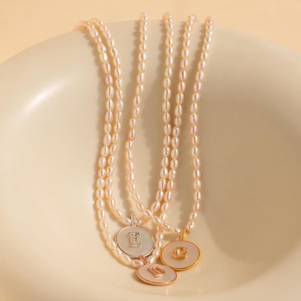 Custom Gemstone Initial Necklace, Tigers Eye/Pearl/Malachite/Onyx Pendant Necklace, Christmas Gift, Mom Gift, Gift for Her