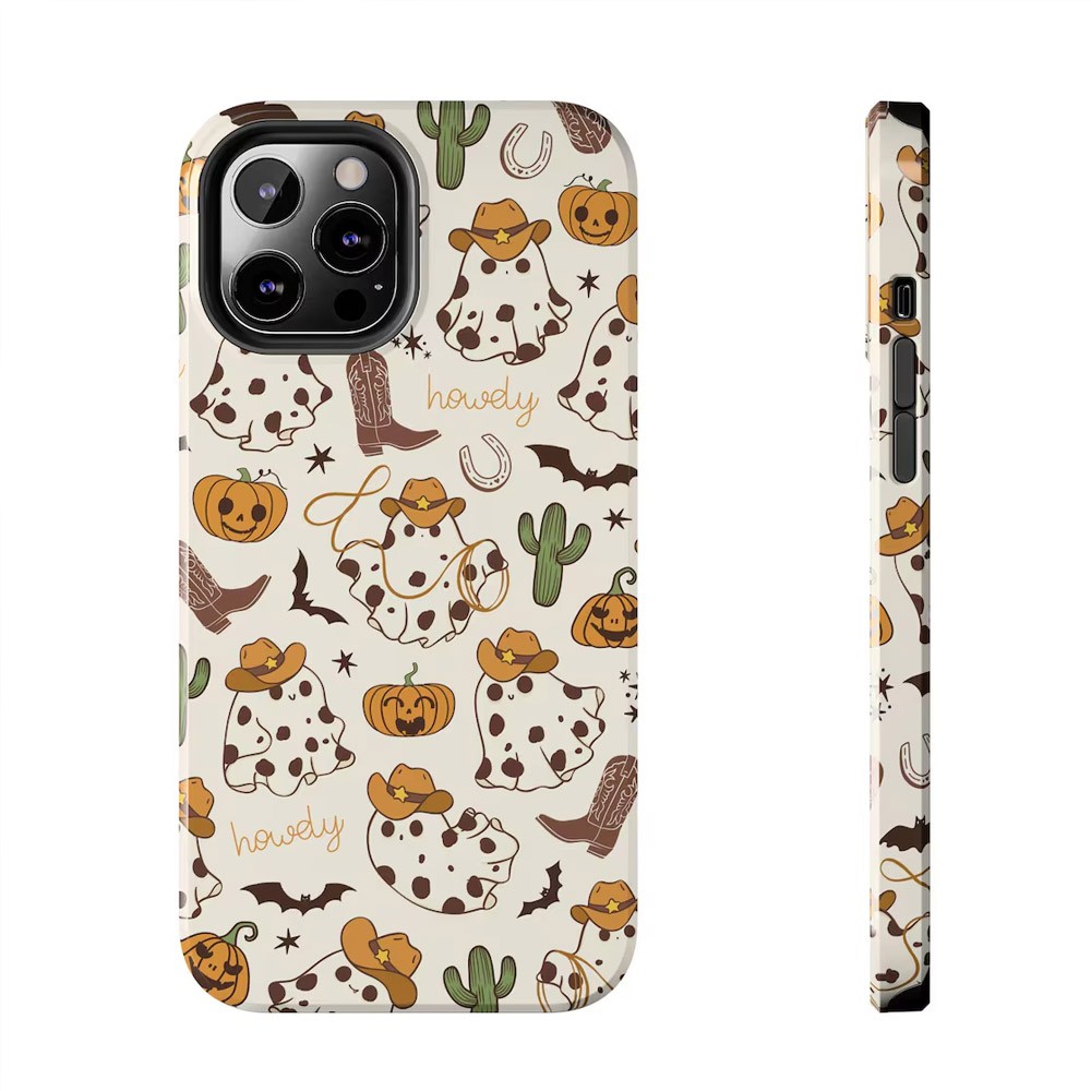 Western Ghost Phone Case, Cute Halloween, Cowboy Phone Cover, iPhone 15 14 13 12 11 Pro Max 8 Plus X，Chrirstmas Gift
