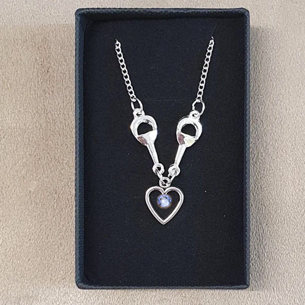 Personalized Birthstone Beautiful Snaffle Heart Necklace and Bracelet, Equestrian Gift, Comes Boxed