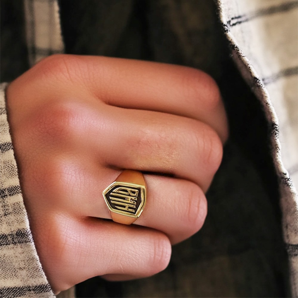 Bague avec initiales personnalisées pour homme