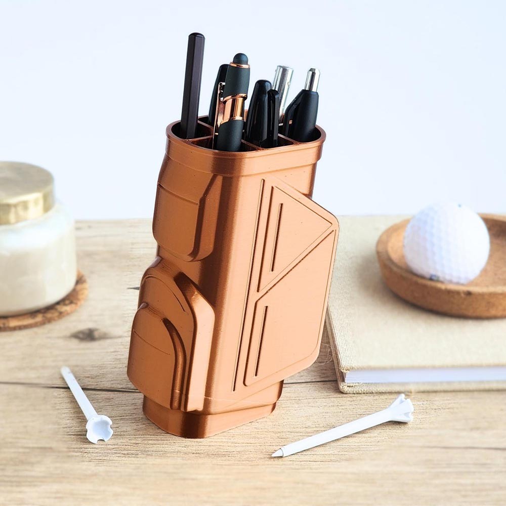 Personalized Golf Bag Pen Holder, Golf Desk Organizer, Office Golf Decor, Golf Gift for Husband, Golf Art, Gift for Golfer, Golf Dad Gift