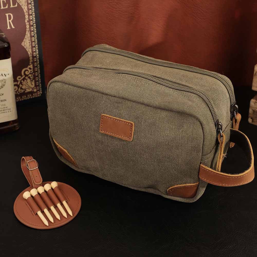 Custom Golf Gift Set, Golf Toiletry Bag, Golf Bag Tag with Golf Tees, Groomsmen Gifts, Personalized Golf Lover Gift, Accessory for Golfers
