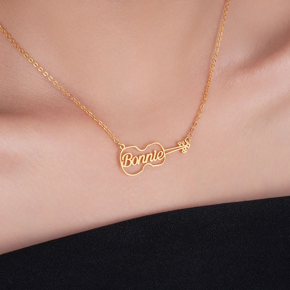 Personalized Violin Necklace, Violin Name Necklace, Gift for Music Lover, Gift for Her, Instrument Charms, Silver Violin Necklace, Gift for Her
