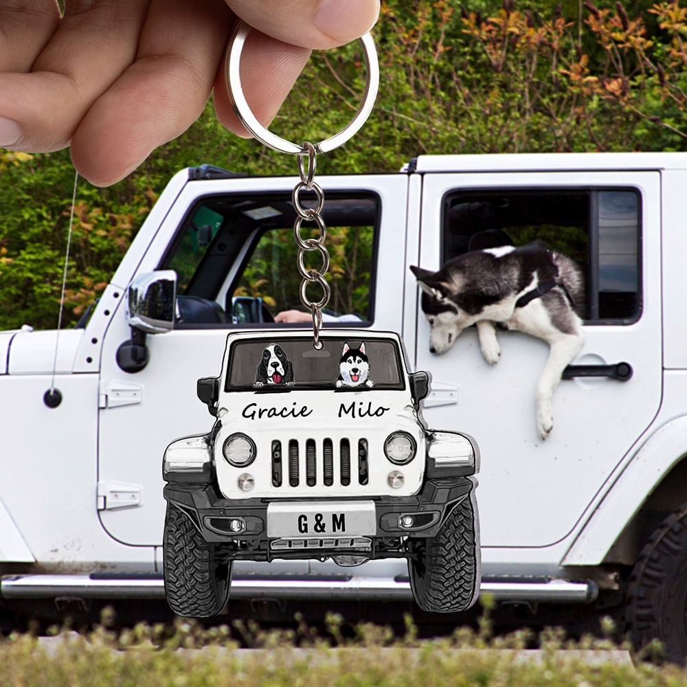 Personalized Jeep Dog Keychain