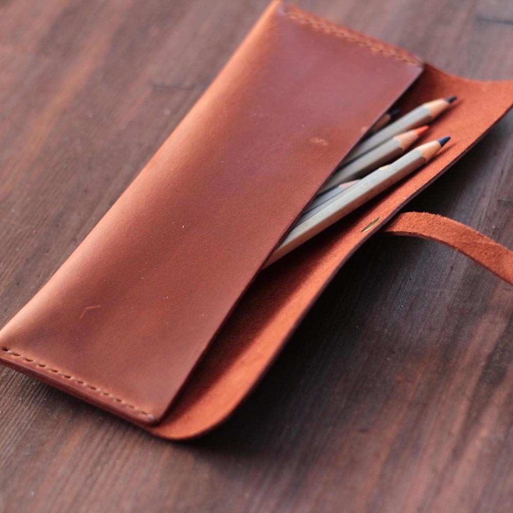 Pencil Case Leather Unique Gift for Artist Custom Pen Holder Leather Pencil Case Personalized Christmas Gift Pouch for Pencil Slim Purse