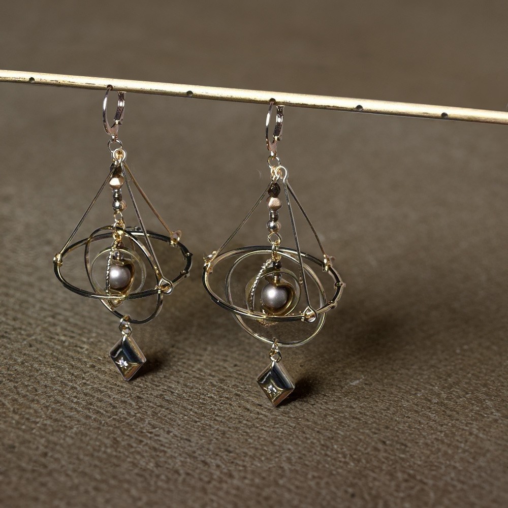 Brass Solar System Earring