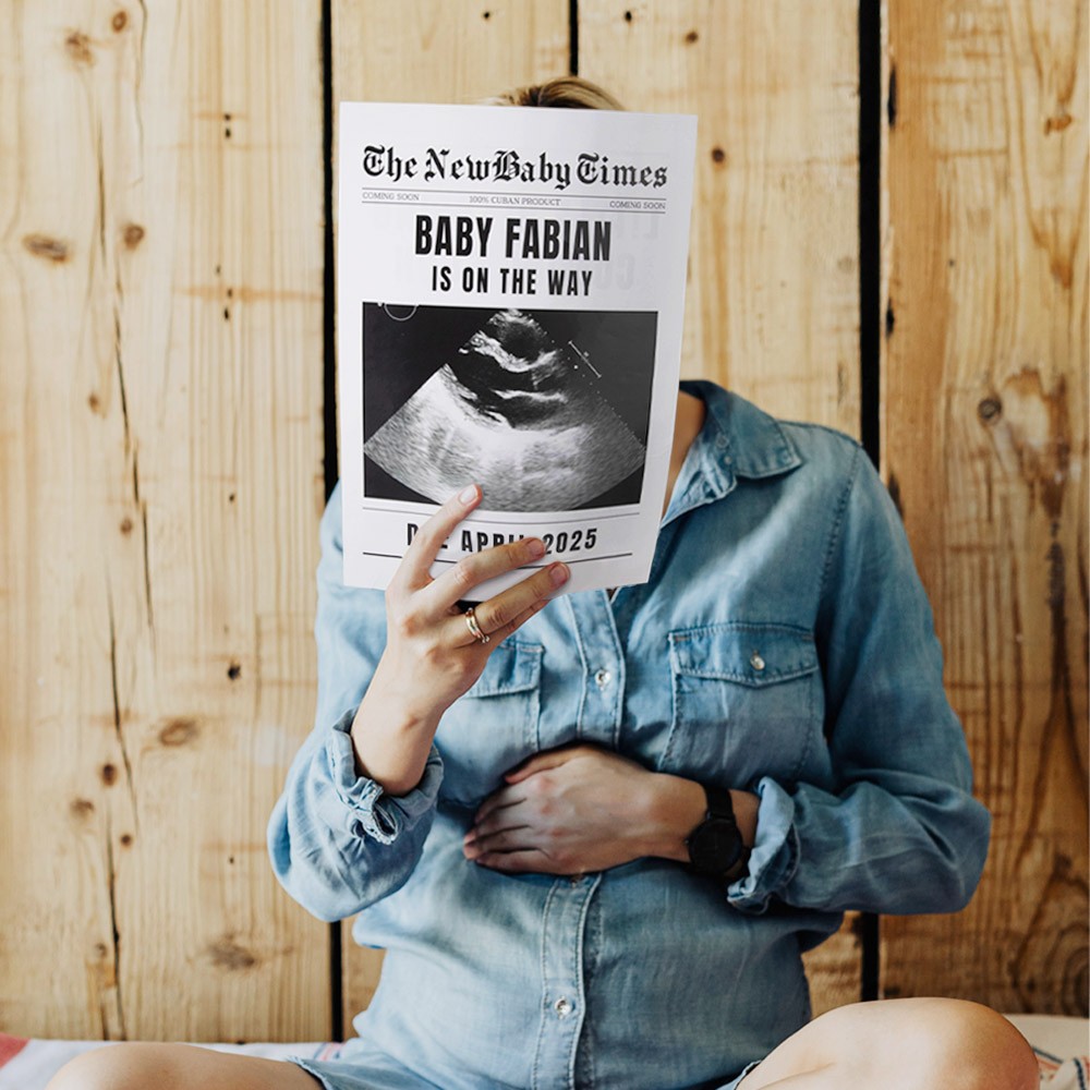 New Baby Announcement Newspaper, Baby On the Way Pregnancy Reveal, Large Custom Newspaper Template for Baby Shower