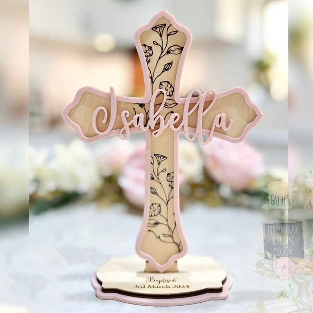 Personalized Baptism Christening Cross Gift