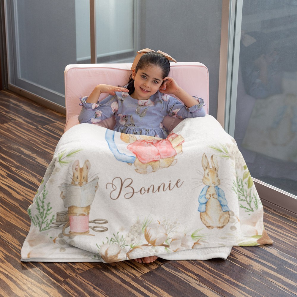 Customized Name Girls Nursery Blanket