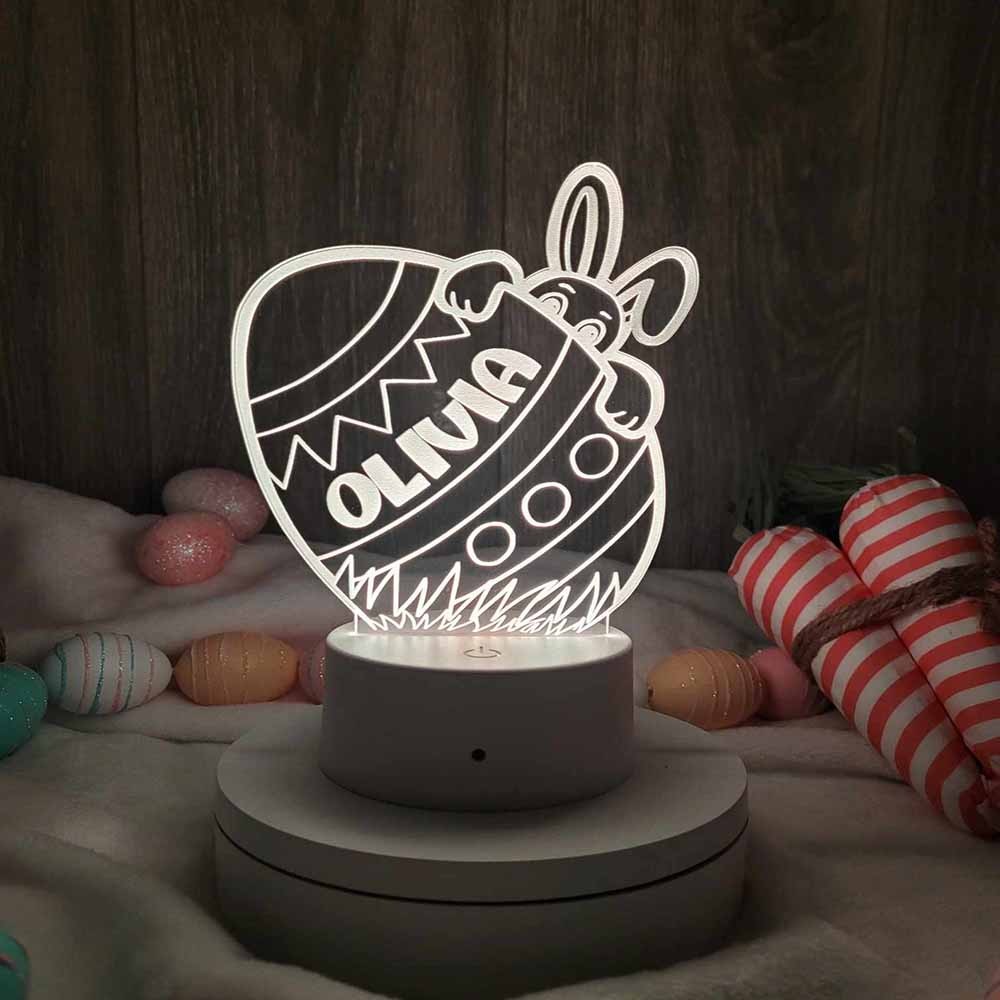 Personalized Easter Egg Night Light, Easter Bunny Egg Basket Stuffer, Easter LED Bedroom Decor, Kids Room Decor Night Light