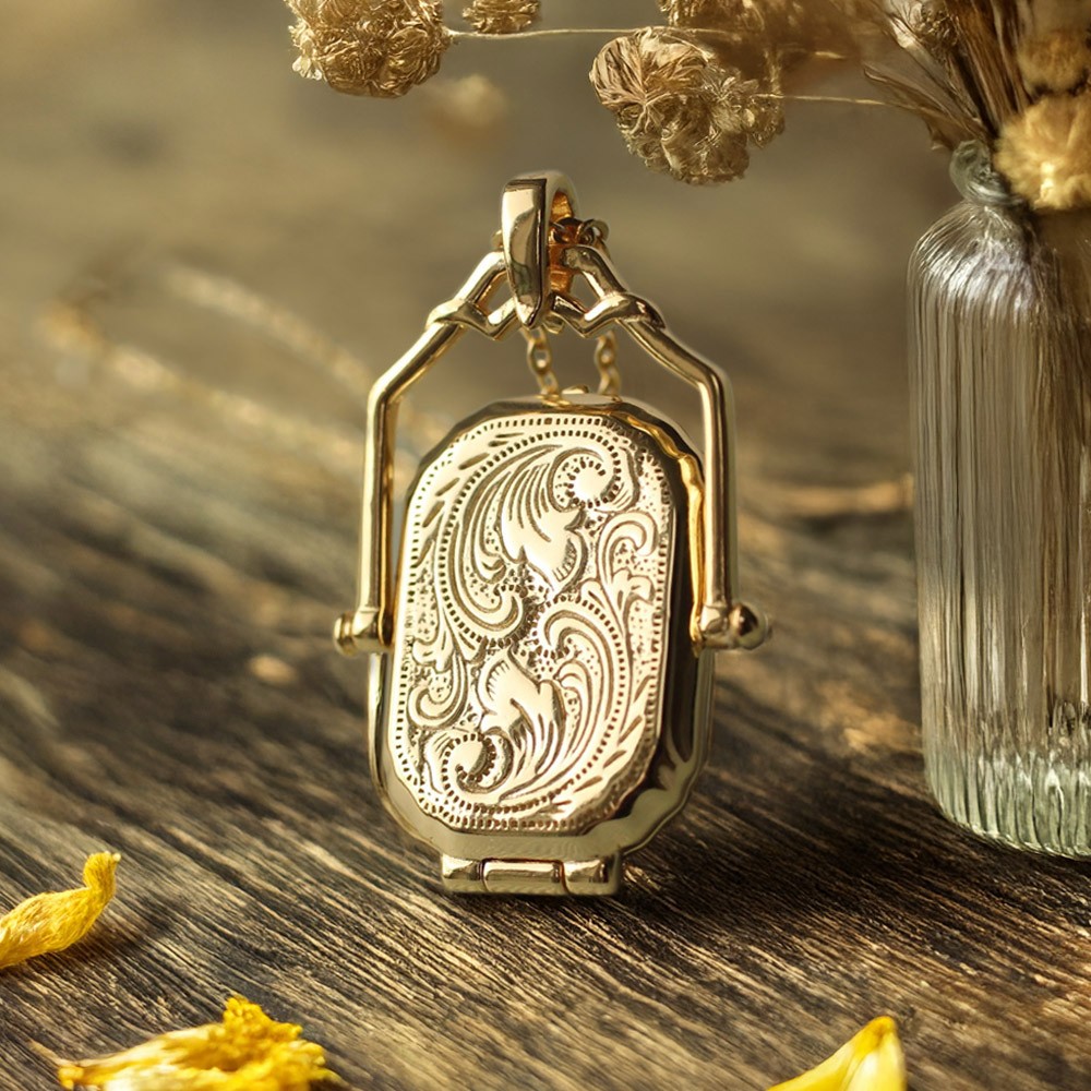 Custom Antique Locket Necklace with Photos, Victorian Locket, Edwardian Rectangle Locket, Personalized Thoughtful in Memoriam Bereavement Gift