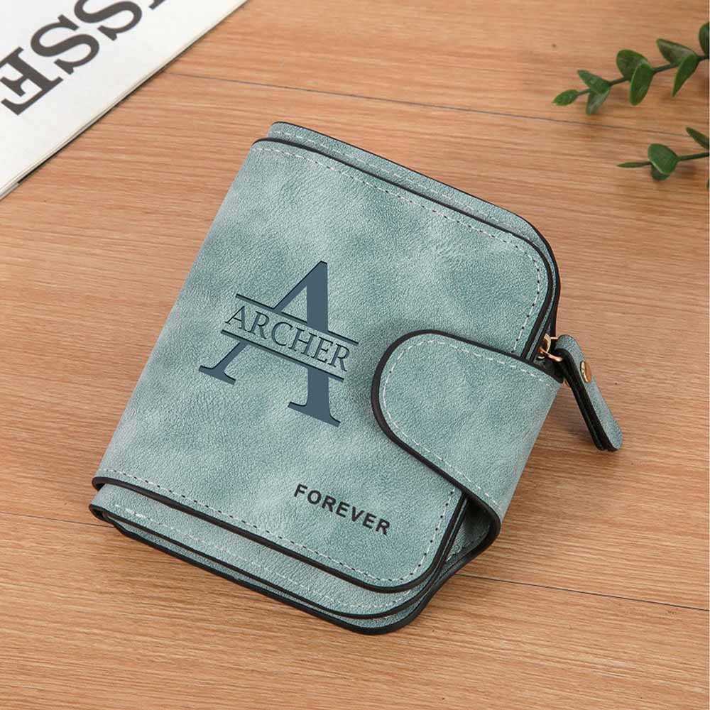 Personalized Women's Leather Wallet, Custom Women's Purse with Zipper, Short Portable Wallet, Lady's Wallet, Birthday Gift, Gift for Mom/Her