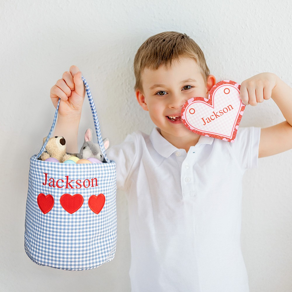 Pink Gingham Heart Bag