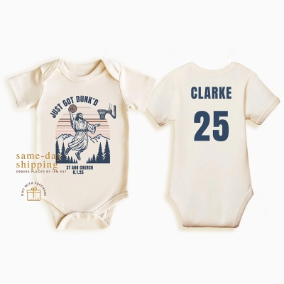 Just Got Dunked Lustiges Tauf-Onesie, Personalisiertes Tauf-Baby-Onesie, Baby-Taufe, Taufgeschenk, christliches Onesie, Baby-Andenken-Geschenk