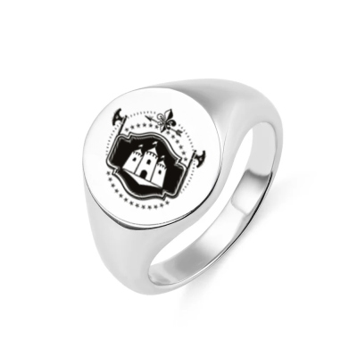 Personalized Engraved Family Signet Rings, Coat of Arms Ring, Graduation, Birthday, Father's Day Gift for Family Friend