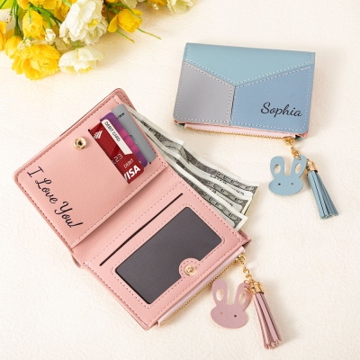 Finyoffiy Rabbit Coin Purse - Canvas Mini Wallet With Flower Design For Girls & Women