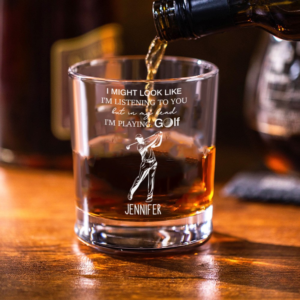 Golf Whiskey Glass, Golf Gifts For Men, Gifts for Golfers, Golf Gifts, Golf Glasses, Personalized Golf Cup, Fathers Day Gift, Gift for Dad